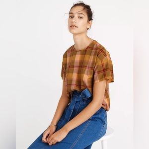 Boxy Button-Back Top in Plaid